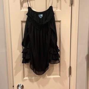 Cold shoulder black blouse